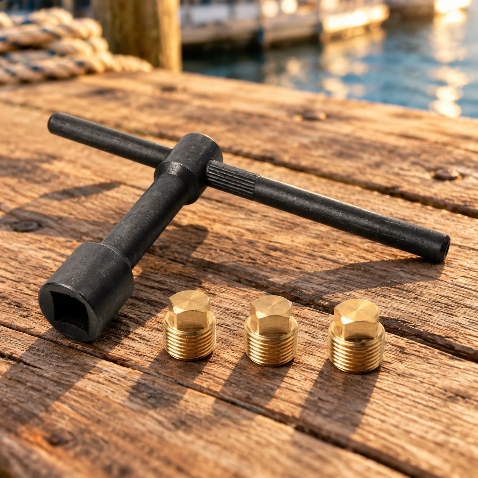3 Pieces Brass Marine Drain Plug with Wrench Waterproof 1/2-Inch NPT Brass Drain Plug Precision Thread Practical