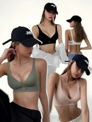 Reggiseni senza cuciture per le donne reggiseno senza fili Push Up Deep V Glossy Underwear femminile Bralette invisibile imbottito Brasiere Lingerie Sexy