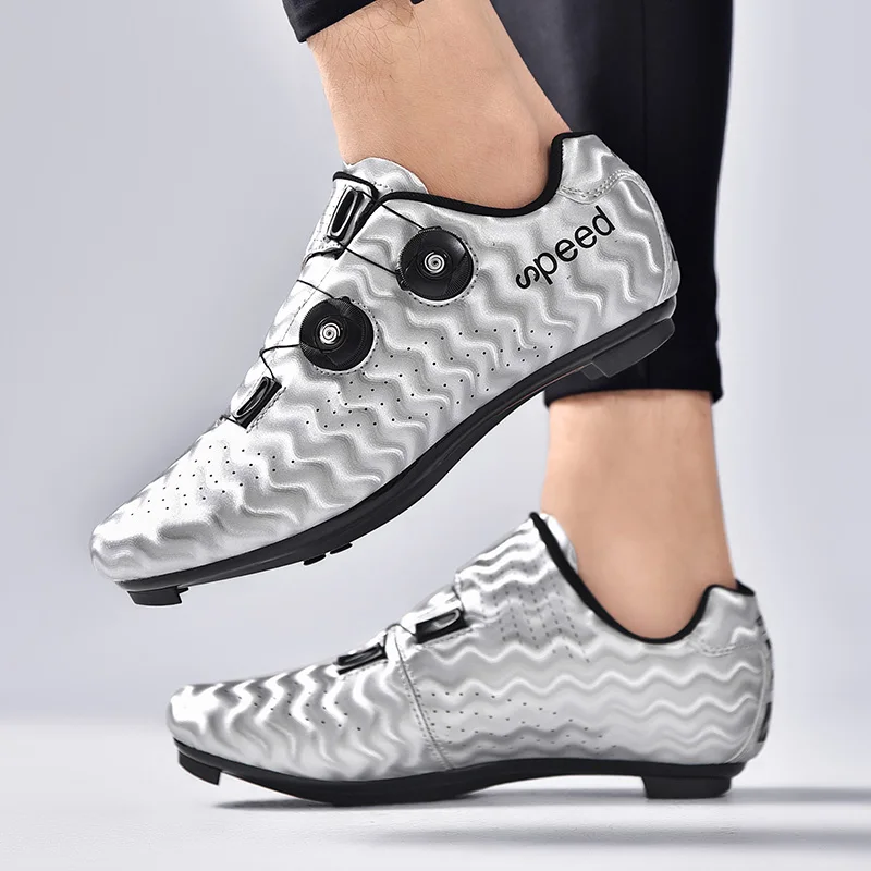 Серебристо-красная подростковая дорожная велосипедная спортивная обувь с быстрой шнуровкой, мужские спортивные кроссовки для фитнеса и велоспорта, женская обувь для велоспорта Серебристо-красная подростковая дорожная велосипедная спортивная обувь с быстрой шнуровкой, мужские спортивные кроссовки для фитнеса и велоспорта, женская обувь для велоспорта