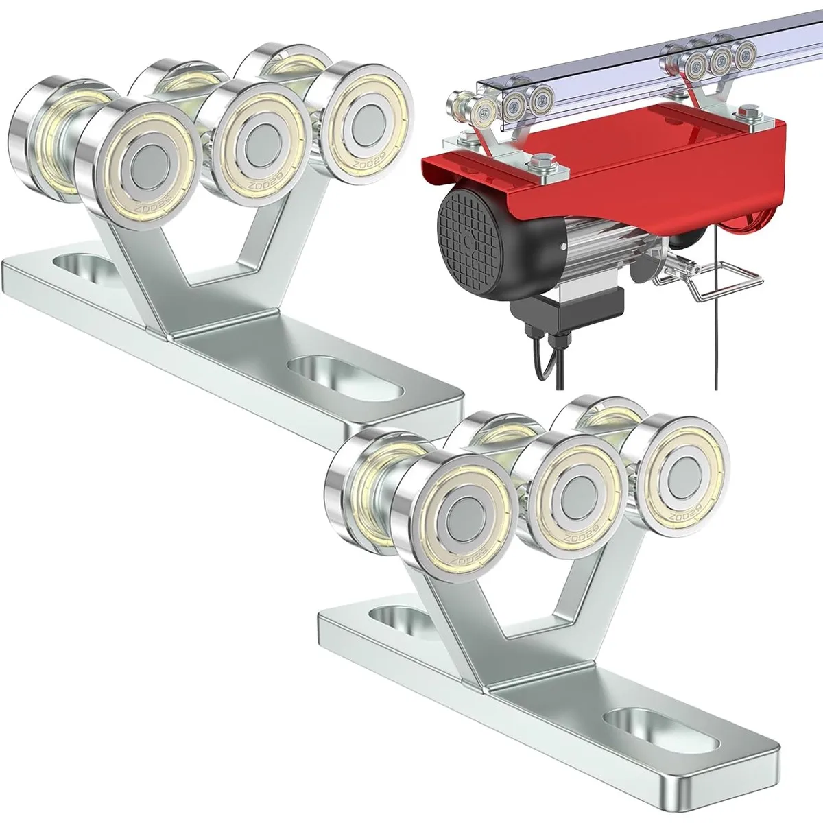 2PCS Electric Hoist Trolley 6 Wheel Trolley Assembly for 1-5/8