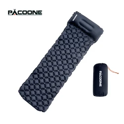PACOONE Outdoor camping sleeping pad inflatable mattress with pillow foldable ultra-light air cushion waterproof travel hiking