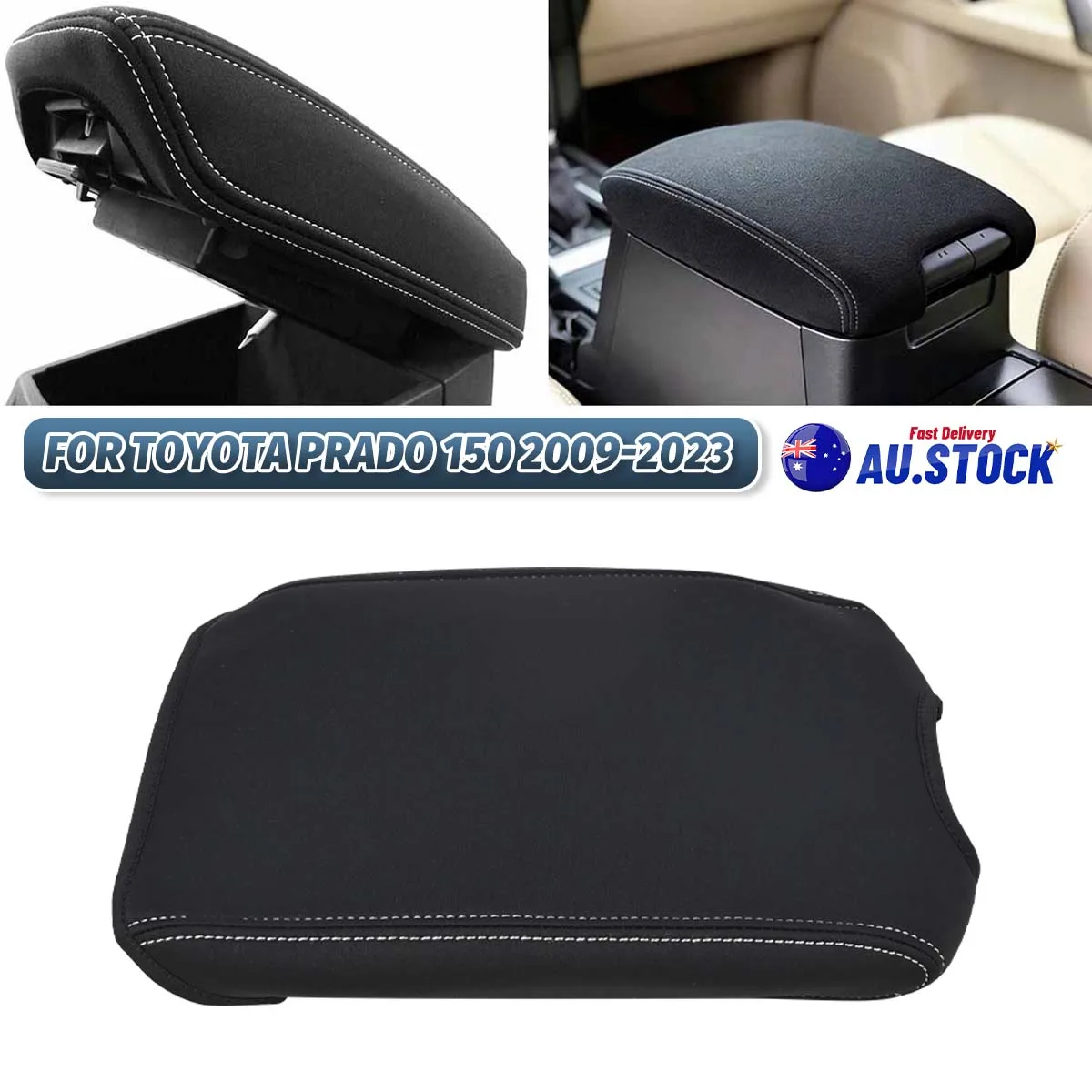 Car Interior Center Console Armrest Cover Leather Black Easy Clean Accessory For Toyota Prado 150 2009 2010 2011 2012 2013-2023