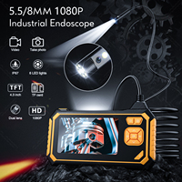 5.5/8mm Dual Lens Automotive Boroscope Stethoscope Sewer Industrial Endoscopy 1080P Full Hd Camera For Cars Inspection Tools