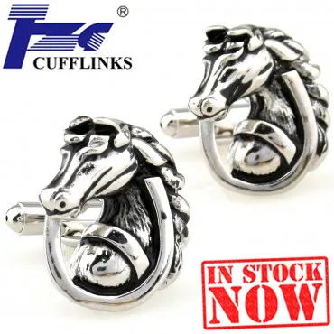 Black Horse Cufflink Cuff Link 2 Pairs Shipping Promotion