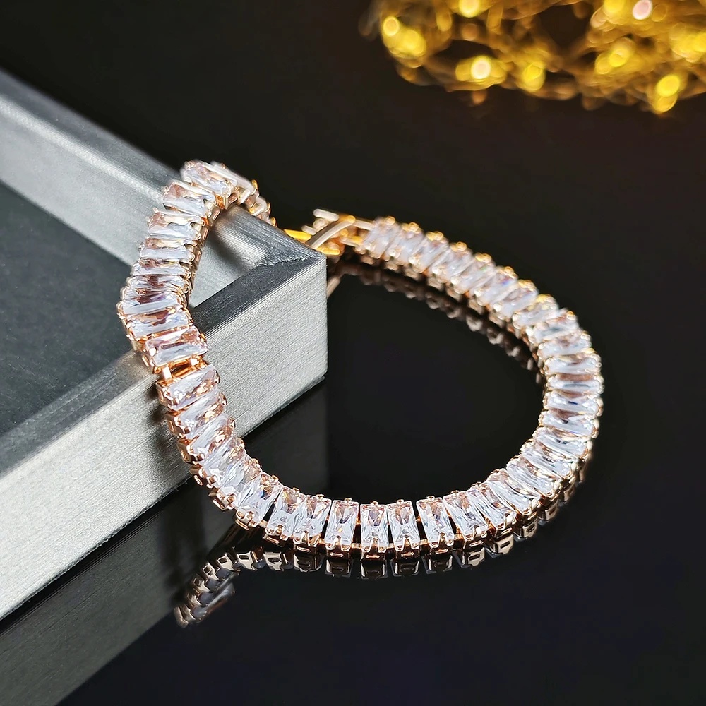 2024 جديد فاخر الأميرة قطع الأزرق ارتفع الذهب والفضة اللون على اليد سوار الإسورة للنساء عناصر مجانية هدية S5776