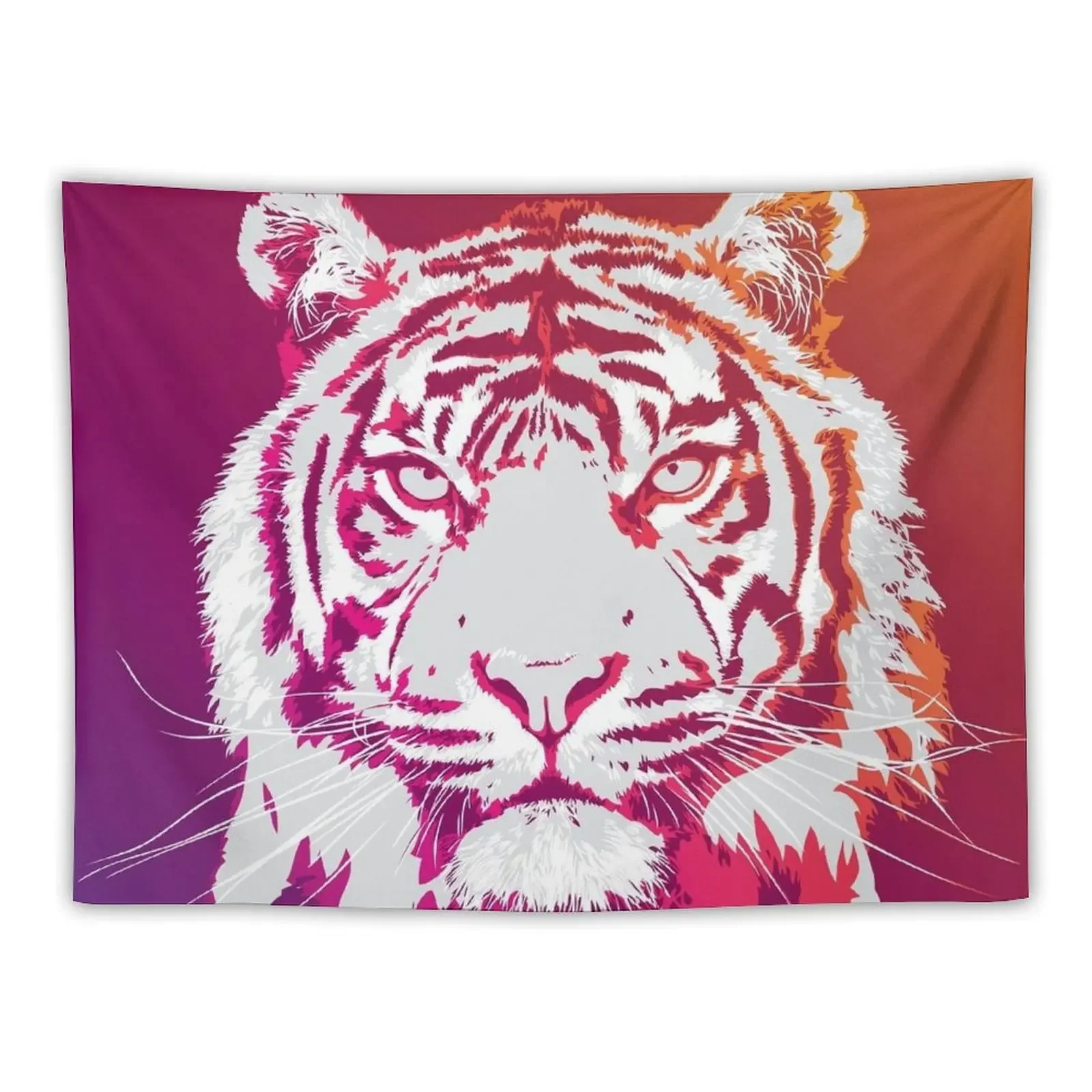 Bright Neon Pink and Orange Tiger Tapestry Decorative Wall Mural Room Decor Cute Decorative Wall Decorative Paintings Tapestry