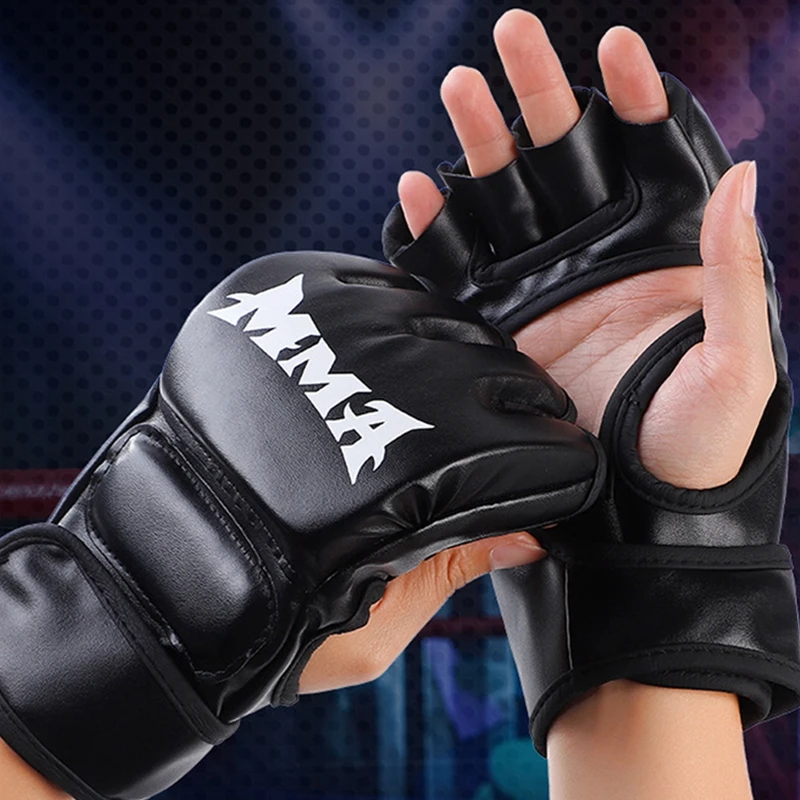 Child Thick Boxing Gloves MMA Gloves Half Finger Punching Bag Kickboxing Muay Thai Mitts Professional Boxing Training Equipment