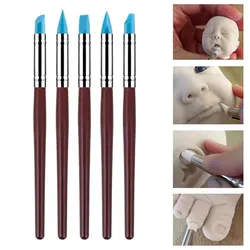 5Pcs/Set Silicone Clay Sculpting Tool for Brush Modeling Dotting Nail Art Pottery Clay Tools DIY Carving Sculpting Tools