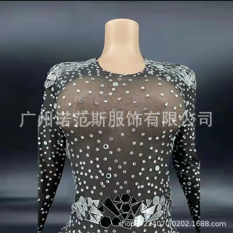 High Quality Womens Bar Mitzvah Crystal Diamond Sexy Black Club Dress High Split Up The Ante Womens Annual Meeting Party Dresses