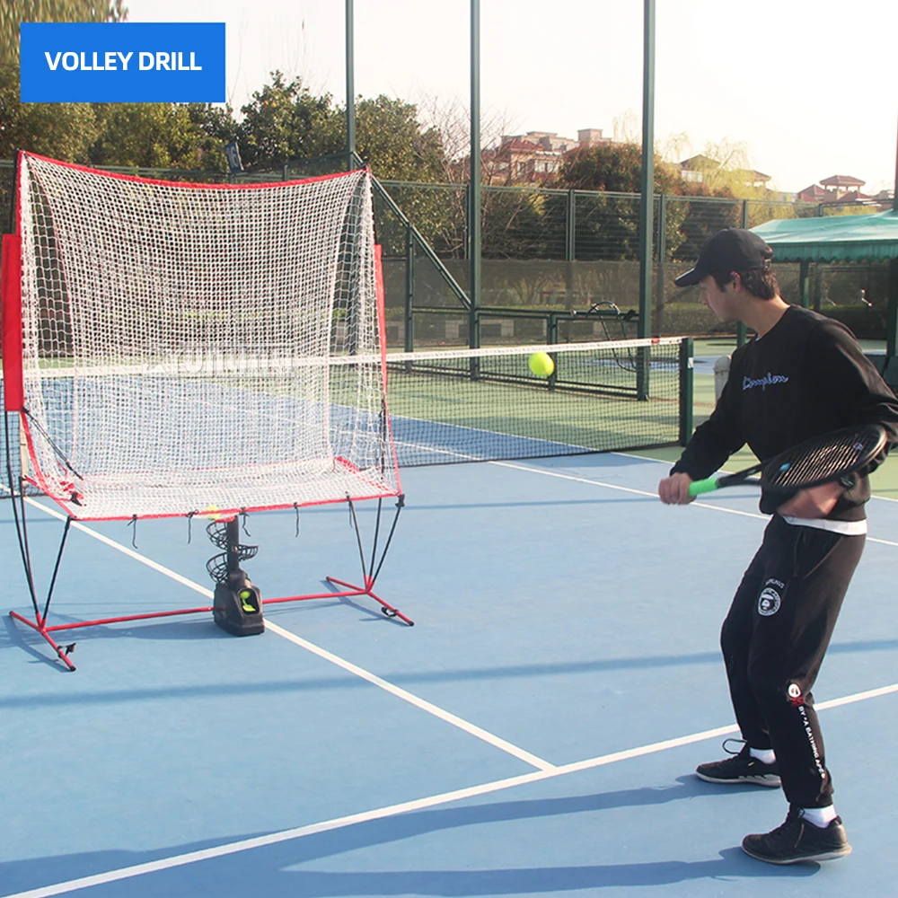 Por      Tennis Ball Throwing Machine Coach Ball Feeding Machine Self-service Single Swing Racket Practice with battery