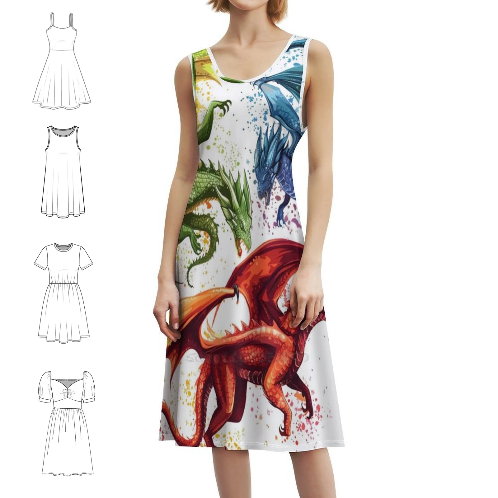 

Three In Battle : Cinematic Dragon Fantasy Women's Streetwear Party Dress Trendy Print Club Clothing For Female In Battle