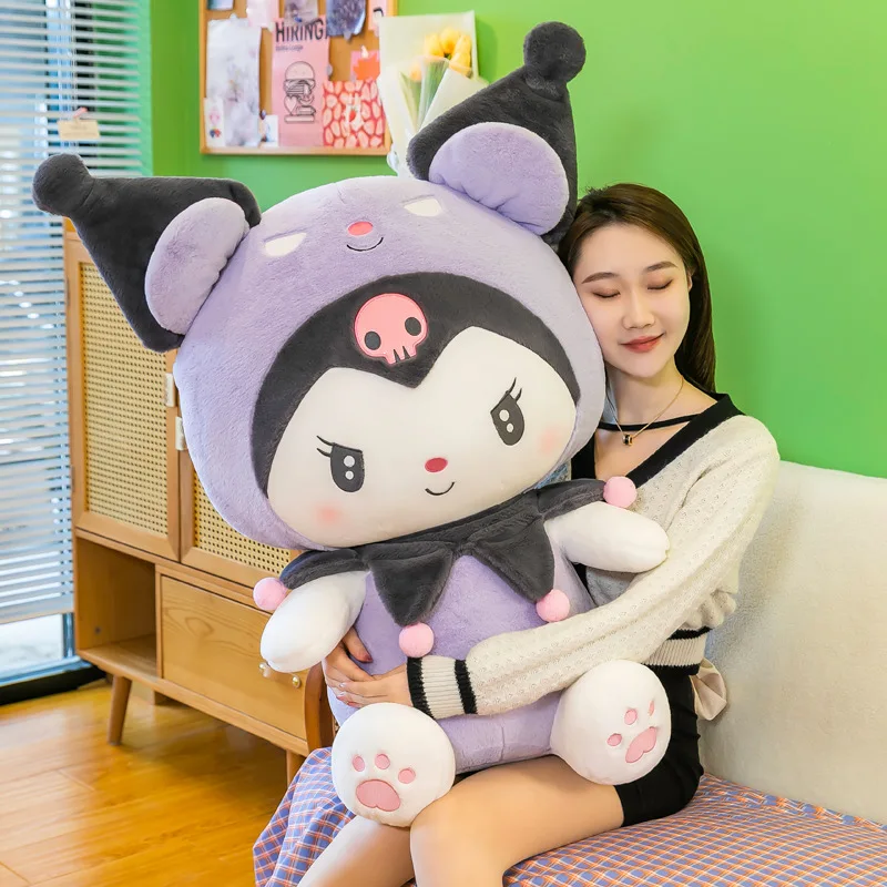 New Sanrio Purple Kuromi Devil Plush Toy Pillow Kawaii Cartoon Suffed Soft Sofa Cushion Doll Plush Sanrio Children Birthday Gift