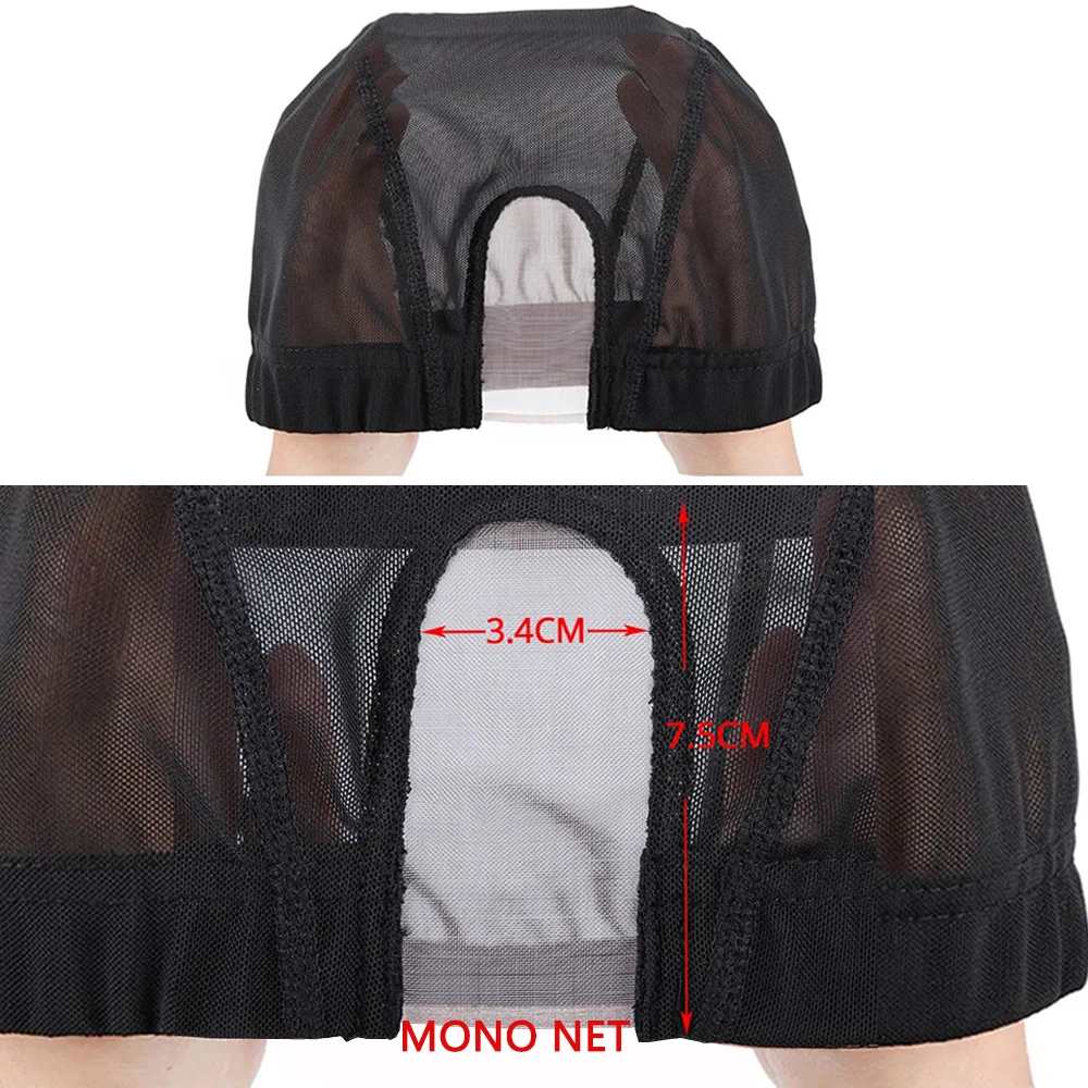 قبعة شعر مستعار سوداء مع شبكة دانتيل سويسري ، صناعة شعر مستعار بدانتيل كامل ، غطاء منسوج ، قاعدة شبكية ، آلة مصنوعة ، شبكة مطاطية ، 1 ks #5