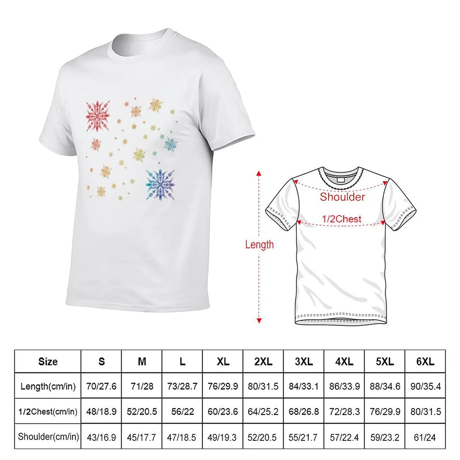 Colourful snow flake pattern T-Shirt Work Utility Casual Tee Shirt