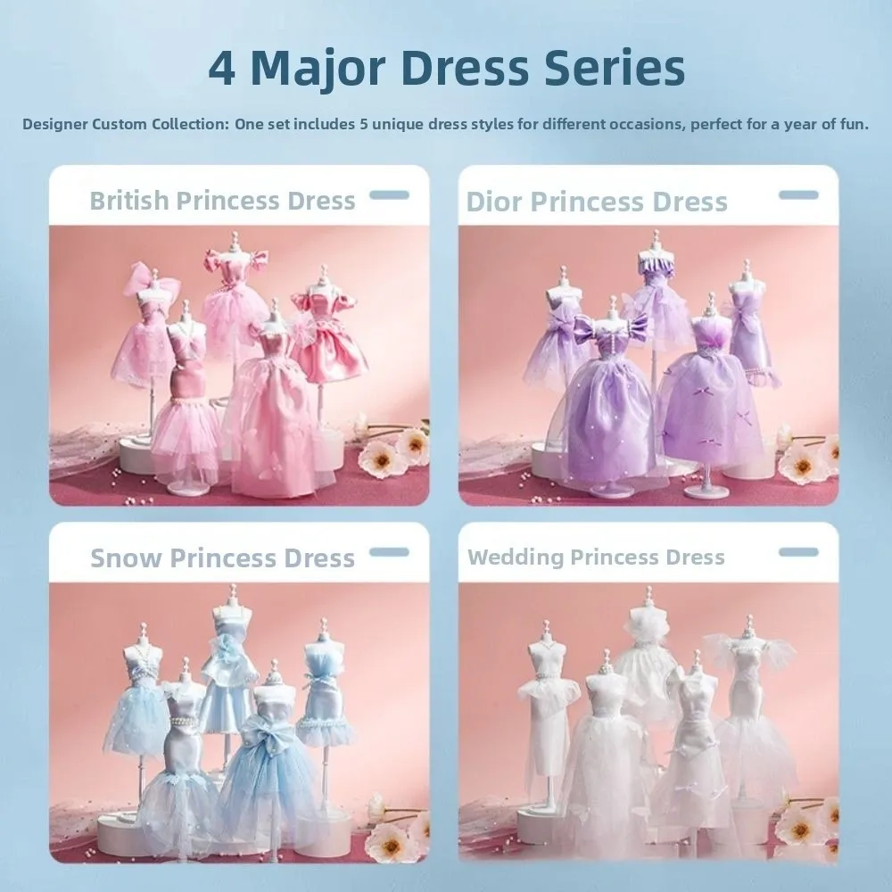 Saia diy kit de roupas de boneca usar design de moda princesa brinquedo outfit kit bonito artesanal vestido de boneca material design de roupas