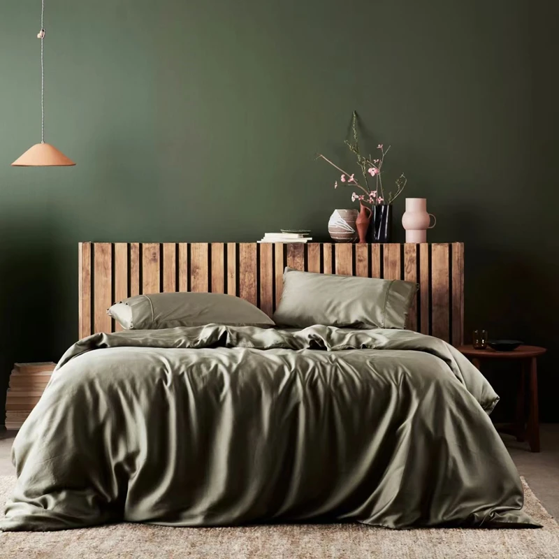 

100% Organic Bamboo Lyocell Duvet Cover Twin Queen Bedding Solid Color Satin Silky Quilt Cover Single Double Bed Comforter Cover