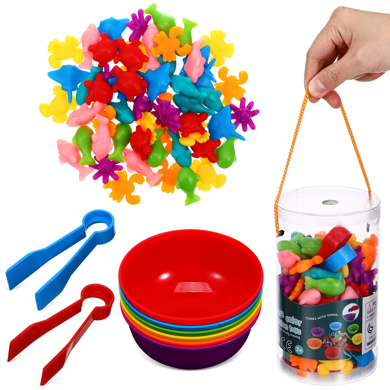 

Montessori Teaching Aids Set Toddler Toys Animal Counting Color Sorting Sensory Bowls For Toddlers Marine Cognitive Mini Games