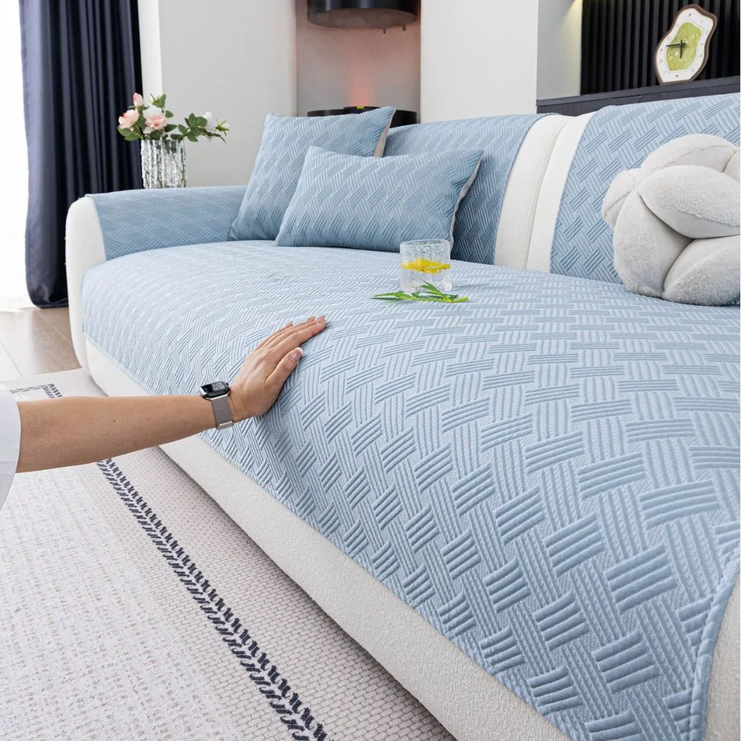 Eisseide High-End Sommer-Stil Sofakissen Couchbezug Rutschfest 2026 Neu Sitzkissen Creme Kühlmattenbezug Stofftuch