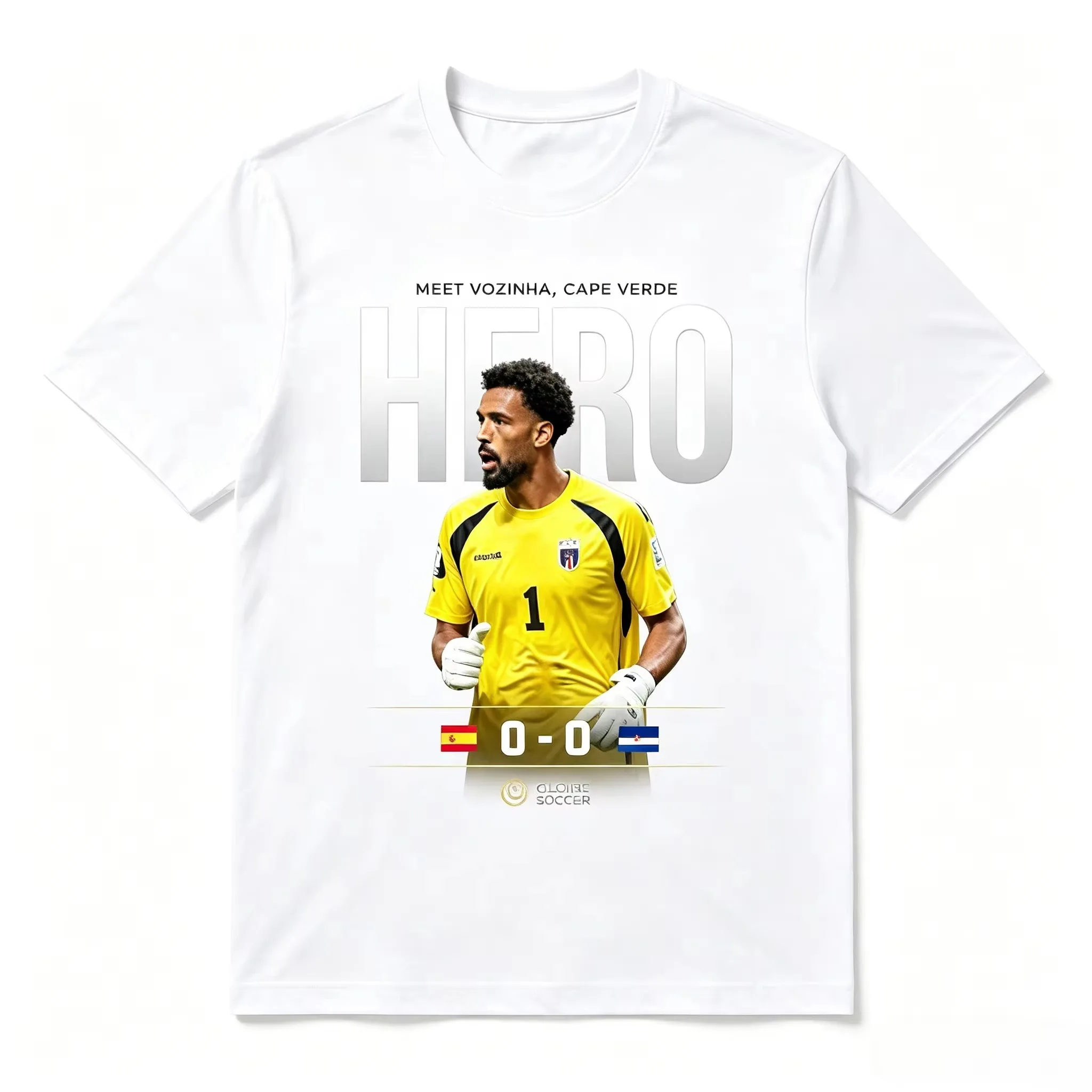 Cape Verde Goalkeeper Vozinha Hero Graphic T Shirt Spain 0-0 Cape Verde Soccer Tee Unisex Cotton Football Fan Short Sleeve Tops
