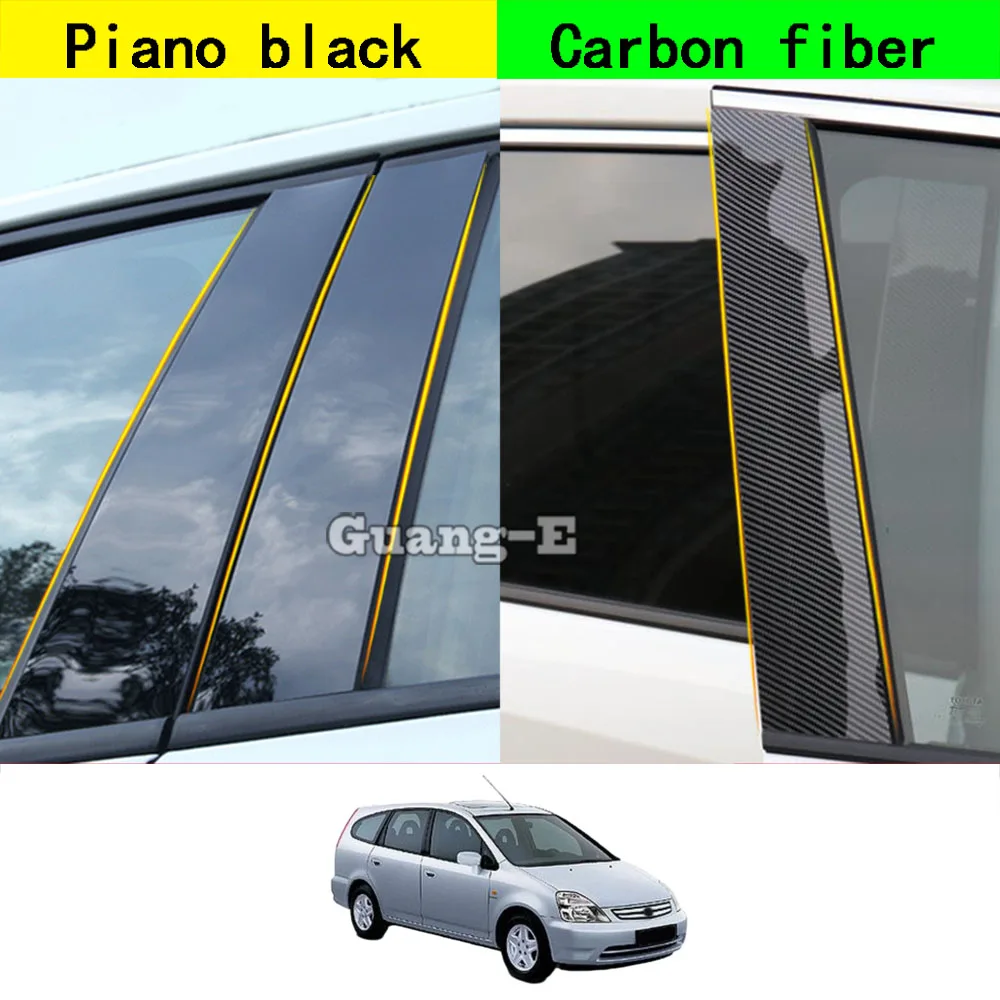 For Honda Stream RN6/7/8/9 2004-2014 Car PC Material Pillar Post Cover Trim Door Trim Window Molding Sticker Decoration Plate