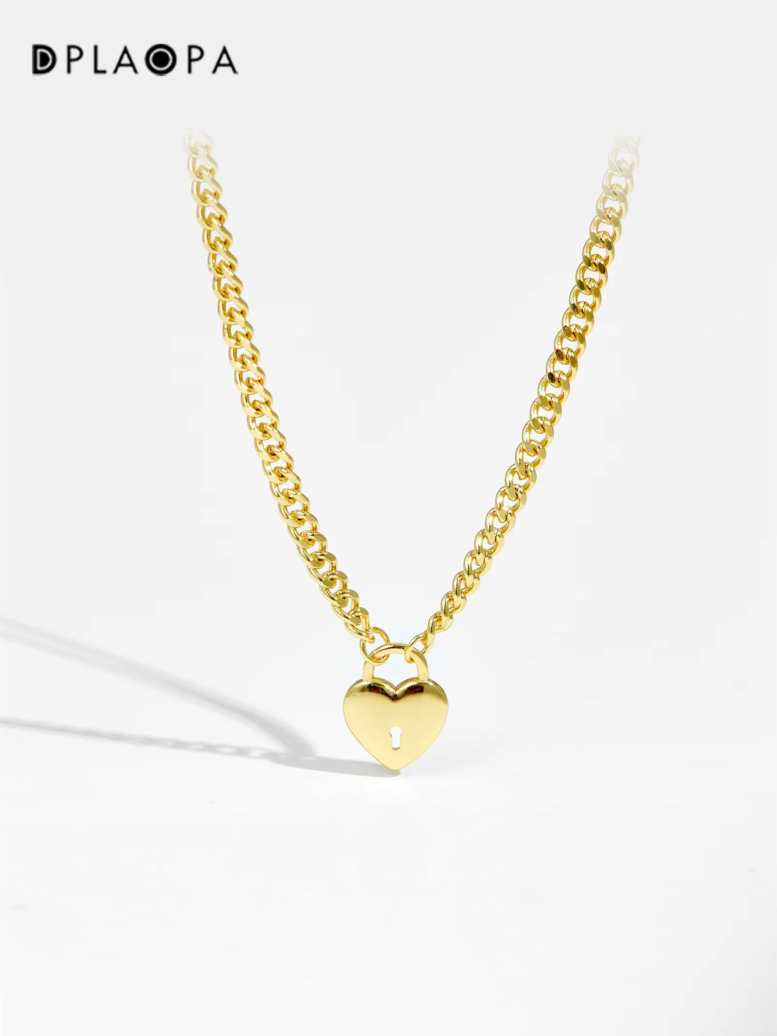 DPLAOPA 925 Sterling Silver Gold Plated Silver Heart Plain Chain Choker Necklace 2023 Women Fine Jewelry Rock Punk Jewels