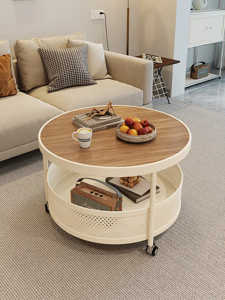 

PYJ cream wind light luxury rock slab living room small apartment household round coffee table
