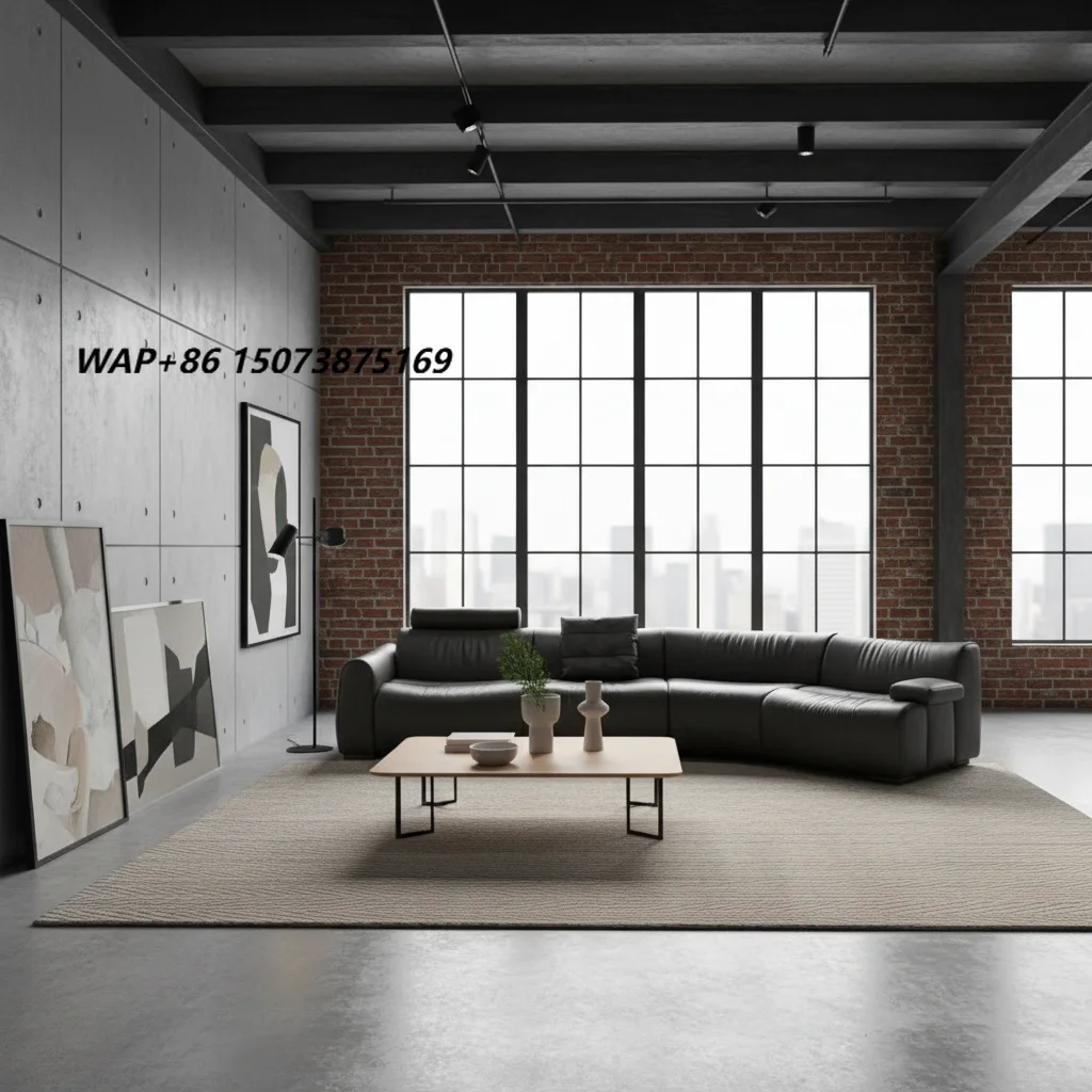 Multi-functional Three Seat Modular Italian Style Bamboo-knob Genuine Leather Sofa Electric Function Straight-back Living Room