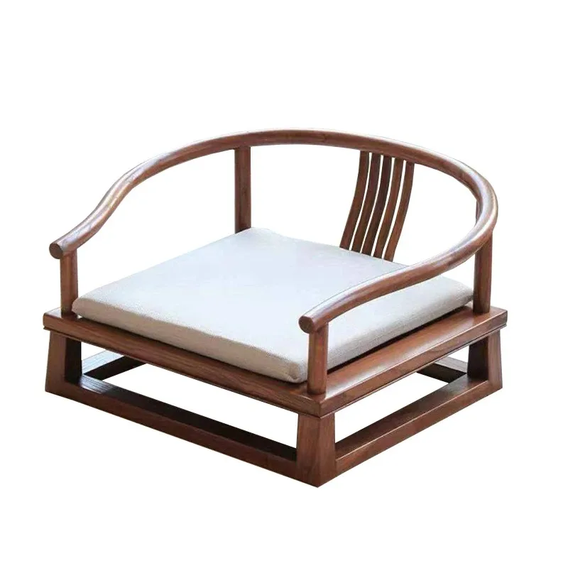 

Tatami, new Chinese Zen chair, white embryo solid wood old elm cross-legged meditation chair