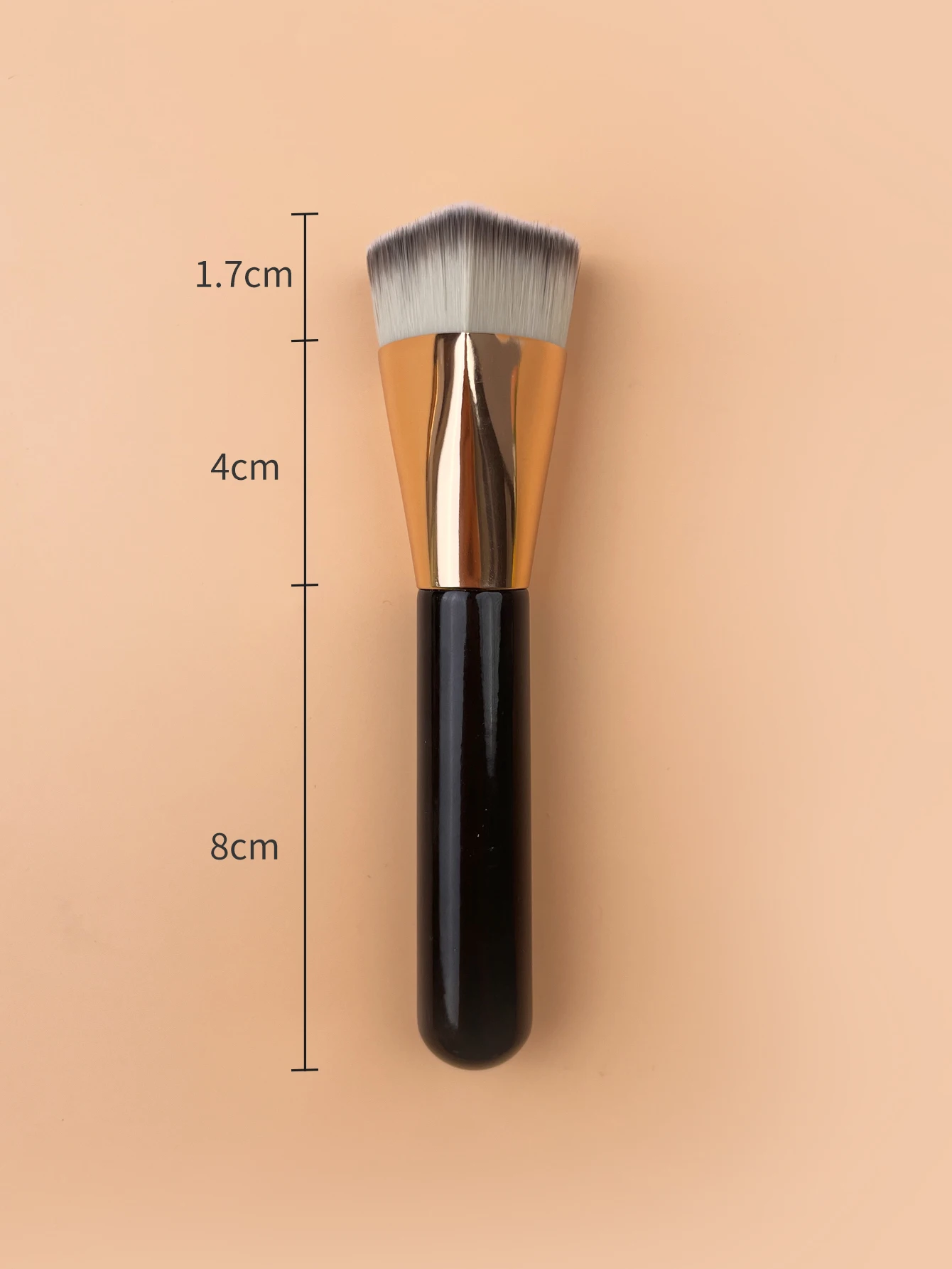 1 pennello per trucco a forma d'amore con manico in legno per trucco viso, pennello per fondotinta, pennello per trucco portatile