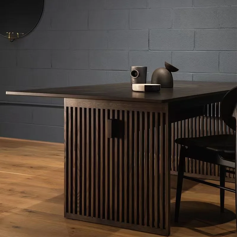 Wabi Sandy Wind Log Dining Table Simple Creative Ash Wood Desk Negotiation Table Rectangle Conference Table Workbench