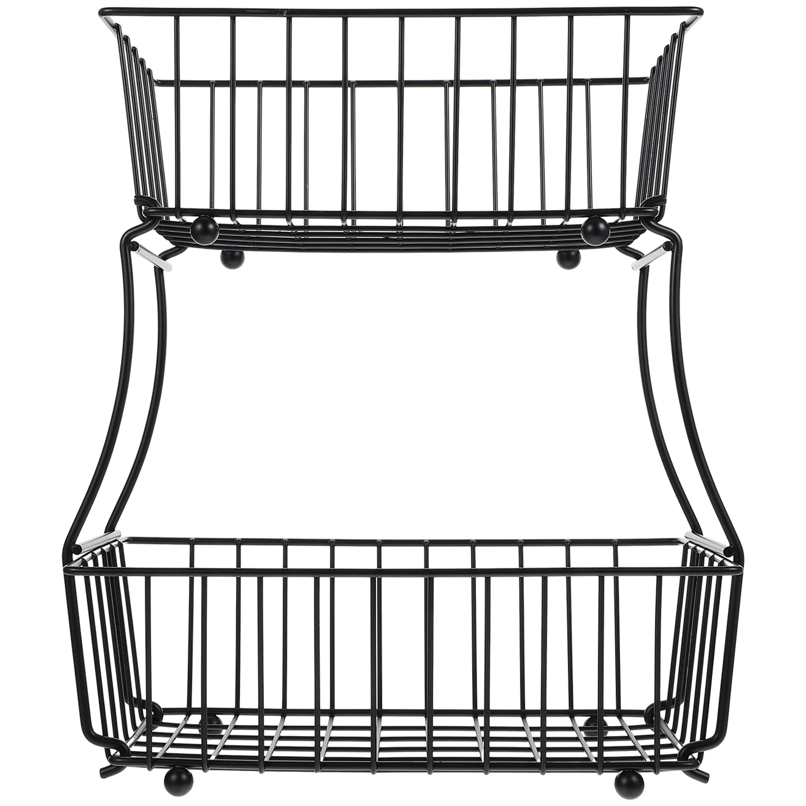 

2 Tier Kitchen Fruit Basket Black Iron Vegetable Storage Counter ganizer Detachable Bread Rack Metal Wire Structure Smooth