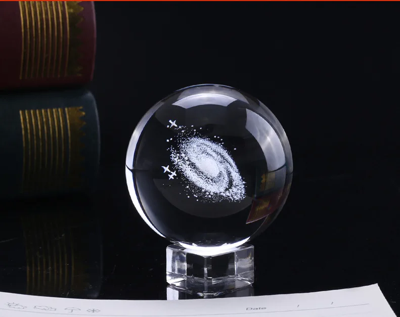 6/8cm Diameter Globe Galaxy Miniatures Crystal Ball 3D Laser Engraved Quartz Glass Ball Sphere Home Decoration Accessories Gifts