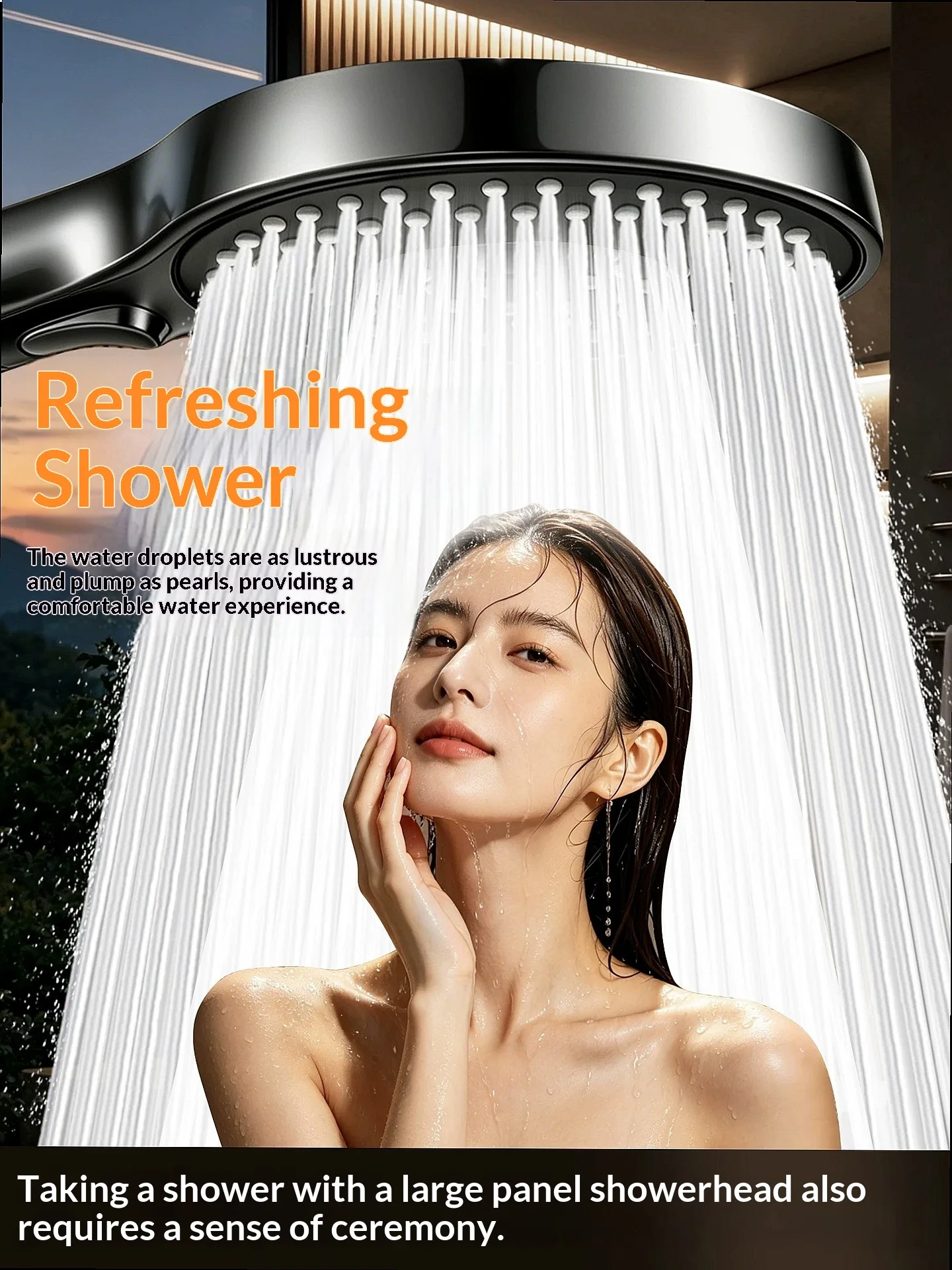 Supercharged High Pressure Shower Head Bathroom Large Flow Water Saving Rainfall