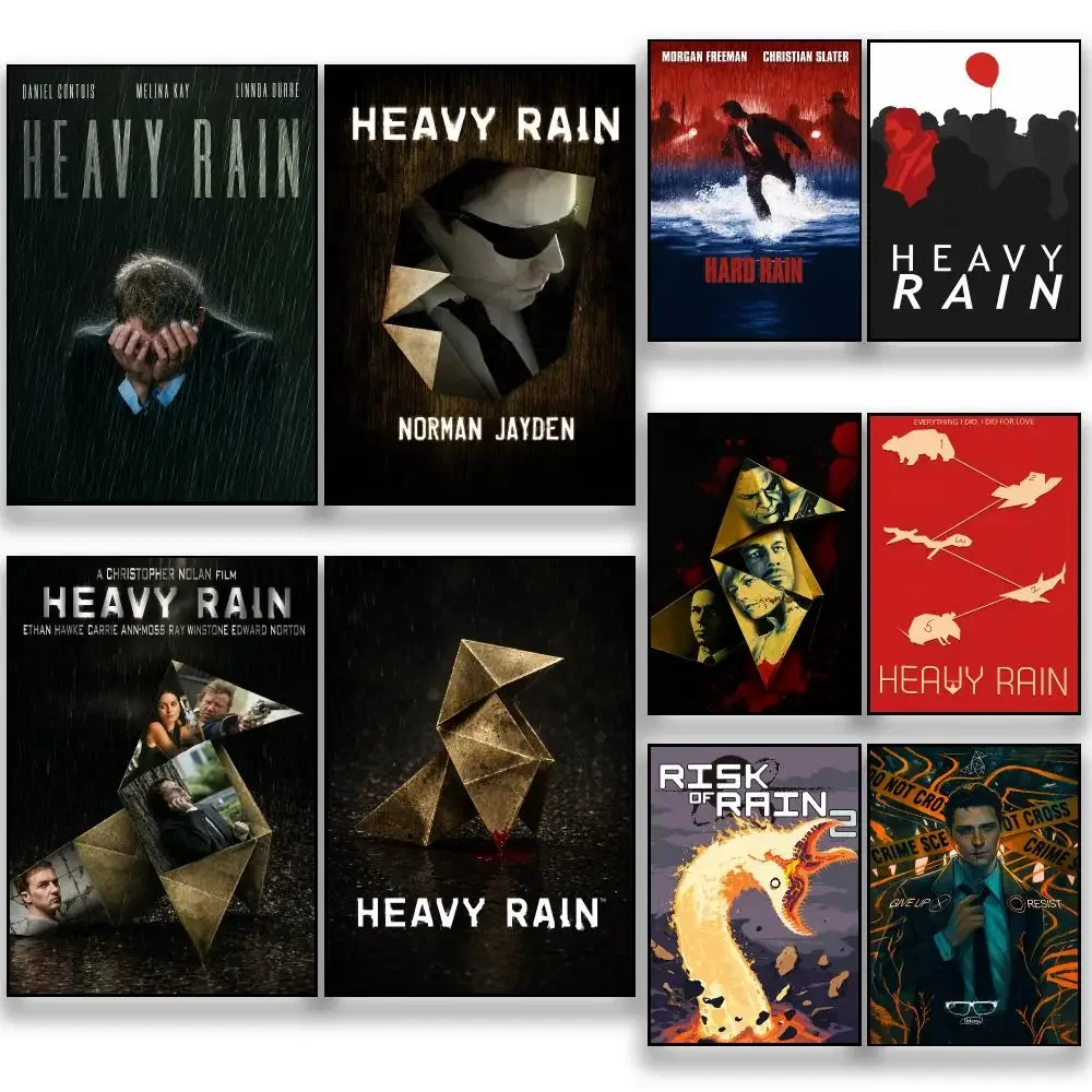Game H-Heavy Rain Interactive Thriller Poster HD Removable Wall Art Gift Bedroom Lounge Dorm Office Gaming Cafe Bars