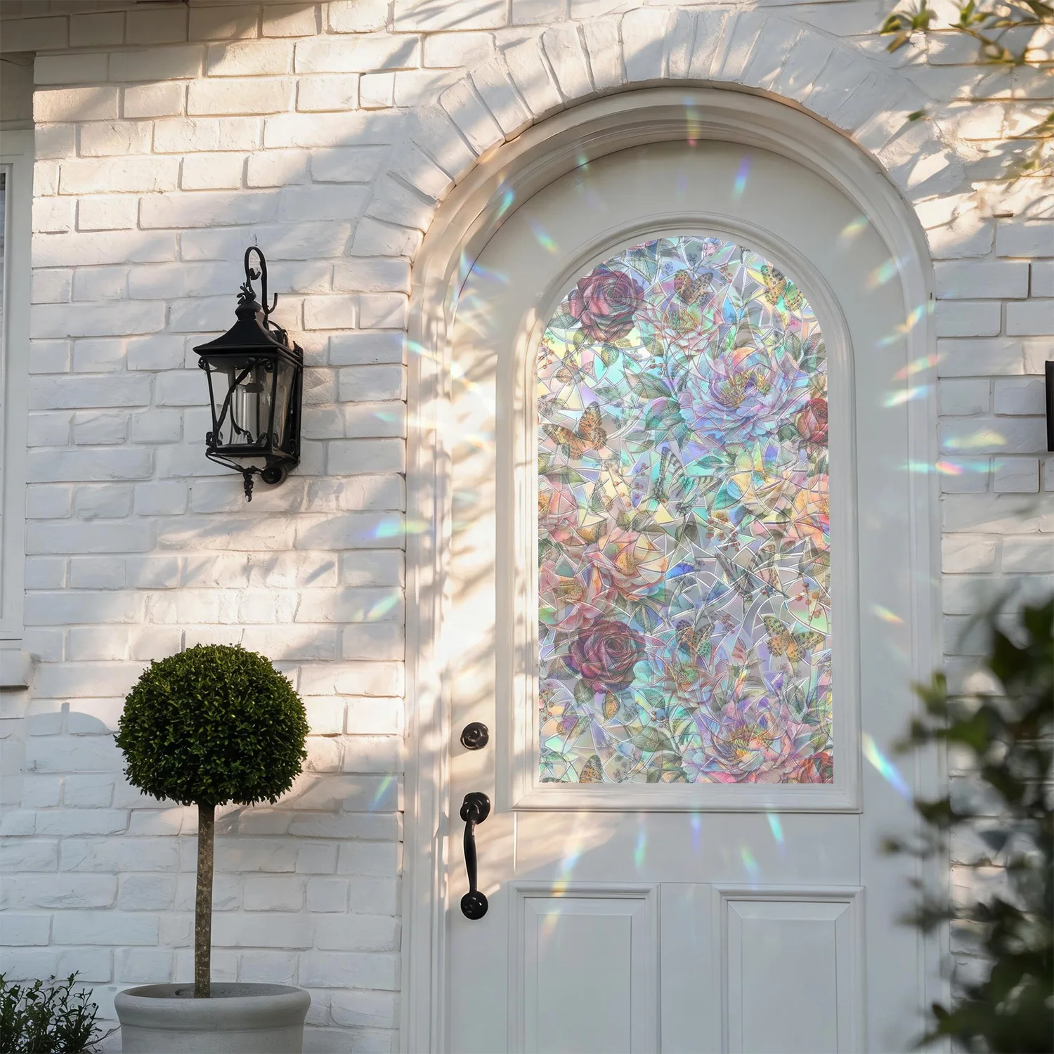 Sun Catcher Glass Stickers with Jellyfish Floral Bird Leaf Patterns, No Adhesive Reusable Window Decals for Home Window Decor