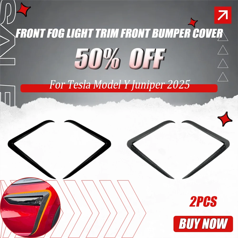 

Front Fog Light Trim Front Bumper Cover for Tesla Model Y Juniper 2025 Lamp Eyebrow Wind Knife Sticker Exterior Body Accessories