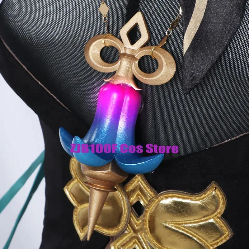 Sky01 Genshin Emilie Cosplay Costume Wig Dress Uniform Set Earrings Glasses Hat Fontaine Emilie Prop Halloween Party OutfitSd01$