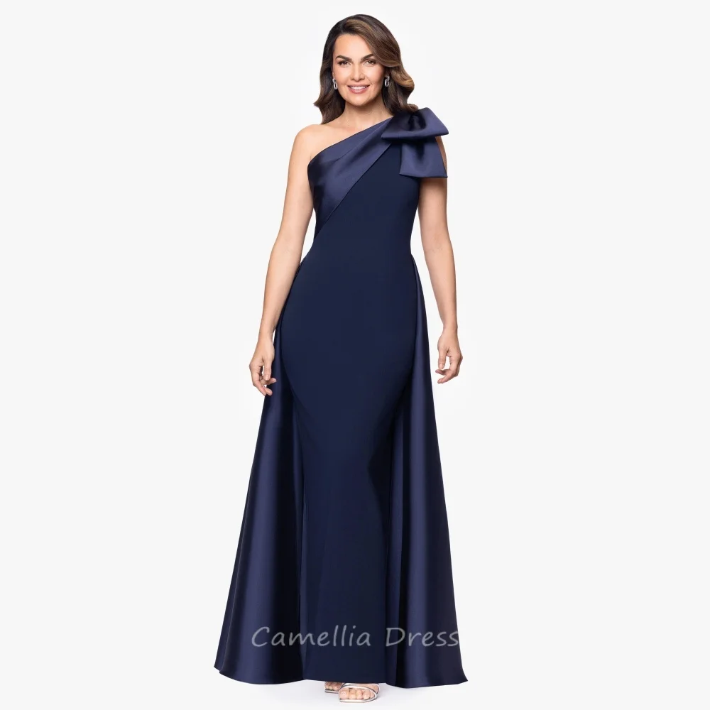 

Mother of the Bride Dress Customized One Shoulder Bow Dress Elegant Simple Mermaid Wedding Party Gown vestido invitada boda