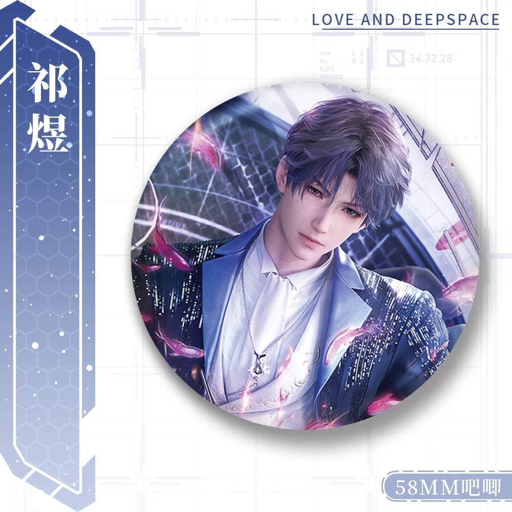 58mm Game Love en Deepspace Zayne Rafayel Caleb Sylus Xavier Cosplay KOSTUUM Badge Pin SPTE Blik Broche Prop Kerstcadeau