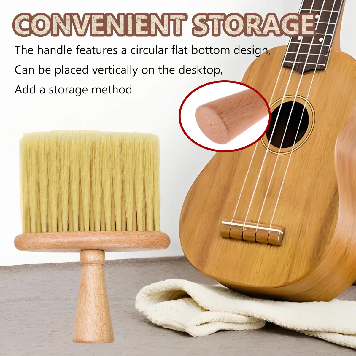 Wooden Handheld Cleaner Brush Dust Removal Bristle Brush Stringed Instrument Soft Deep Cleaning Brush For Guzheng/Violin/Piano