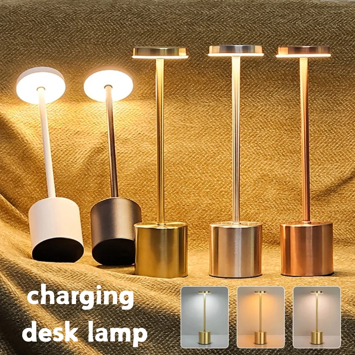 Moderne Touch-Steuerbare Tischlampe, Tragbares Metall-Ambientlicht, Geeignet zur Dekoration von Schlafzimmertischen in Verschiedenen Wohnräumen – Detail 1