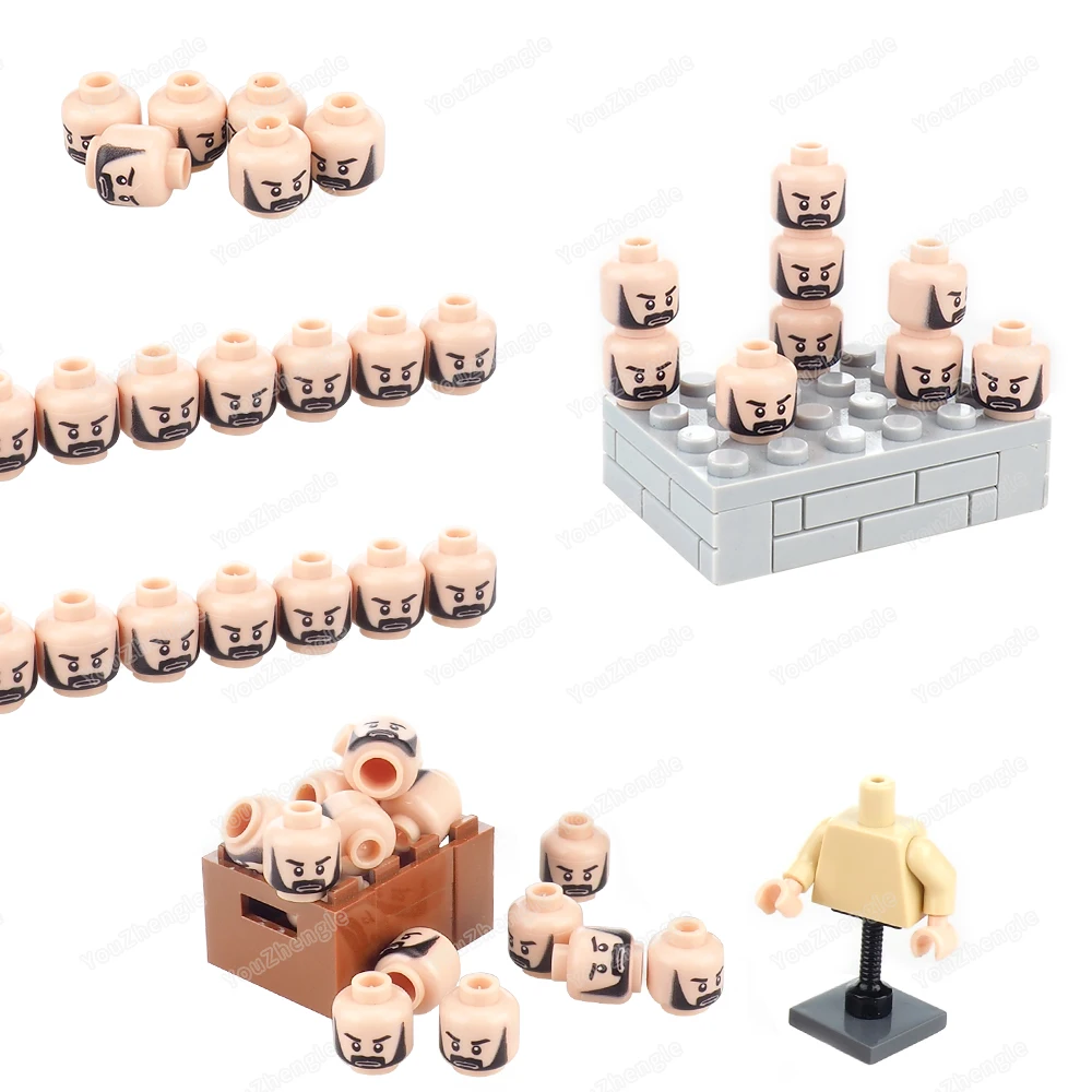 Bloc de construction à motif d'avatar, favoris à barbe épaisse, figurines MOC imprimées, visage d'oncle, pièces assorties, modèle de scène, cadeau, jouets de bricolage, 3626