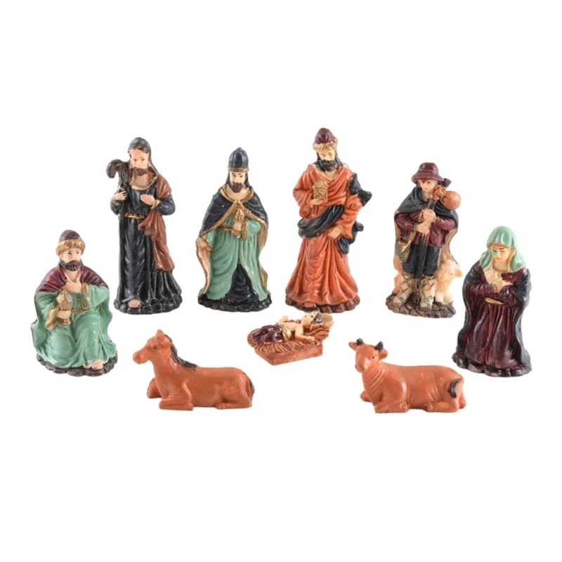 Statuetta cattolica con decorazione per presepe natalizio in resina artigianale per presepe