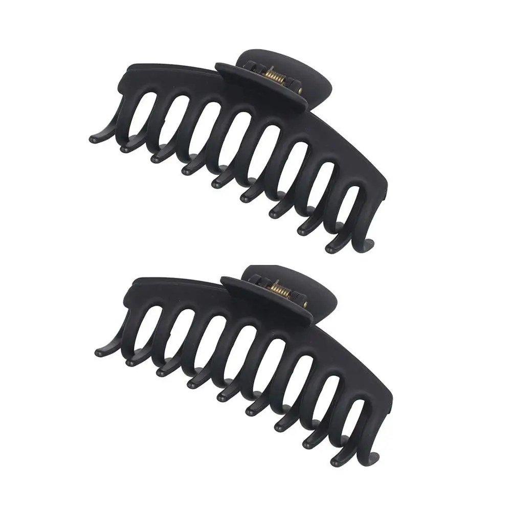 qiying 2 Pack Big Hair Claw Clips Nonslip Large Claw Clip for Women and Girls Strong Hold Grips Hair Accessories(Black)