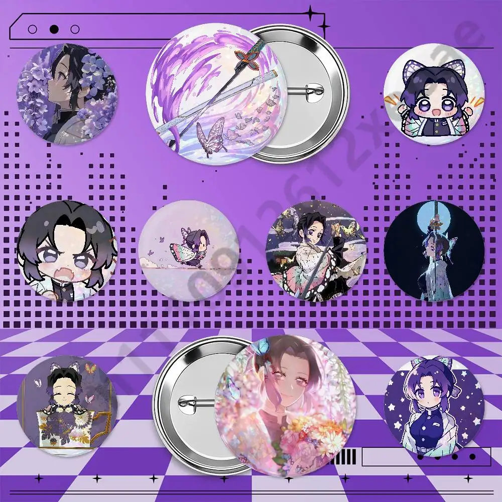 S-Shinobu Kocho Custom Round Metal Button Badge Pins 25/32/44/58/75mm for Clothes Bags Hats Backpacks