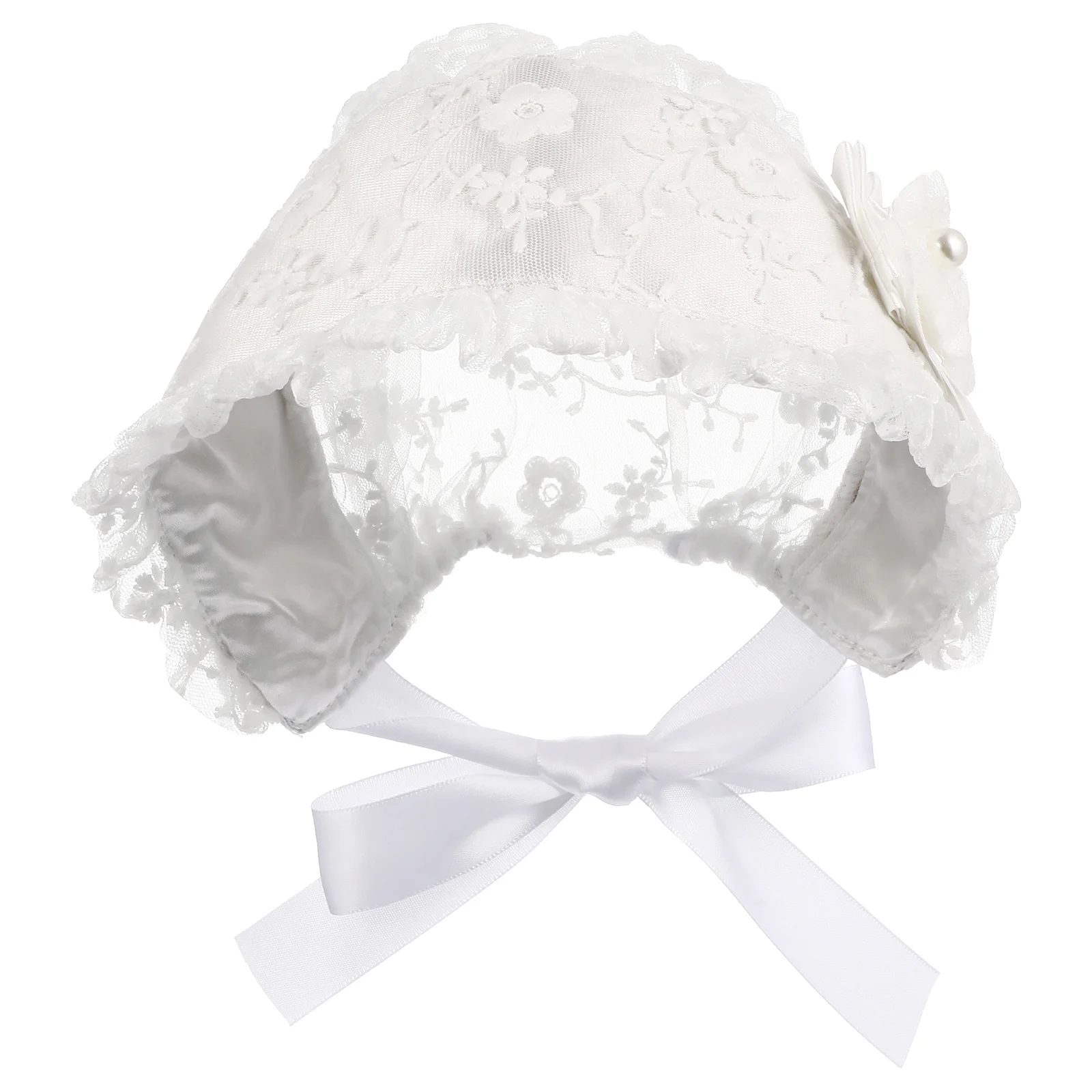 

Baby Lace Cap White Adjustable Comfortable Princess Hat Newborn Infant Girls Outdoor Daily Use Baby Hat Lace Cap
