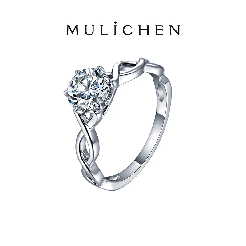 MULICHEN 925 Silver Rings Original Certified Excellent Cut 1CT Moissanit Diamond Women's Ring New Year Party Gift Jewelry