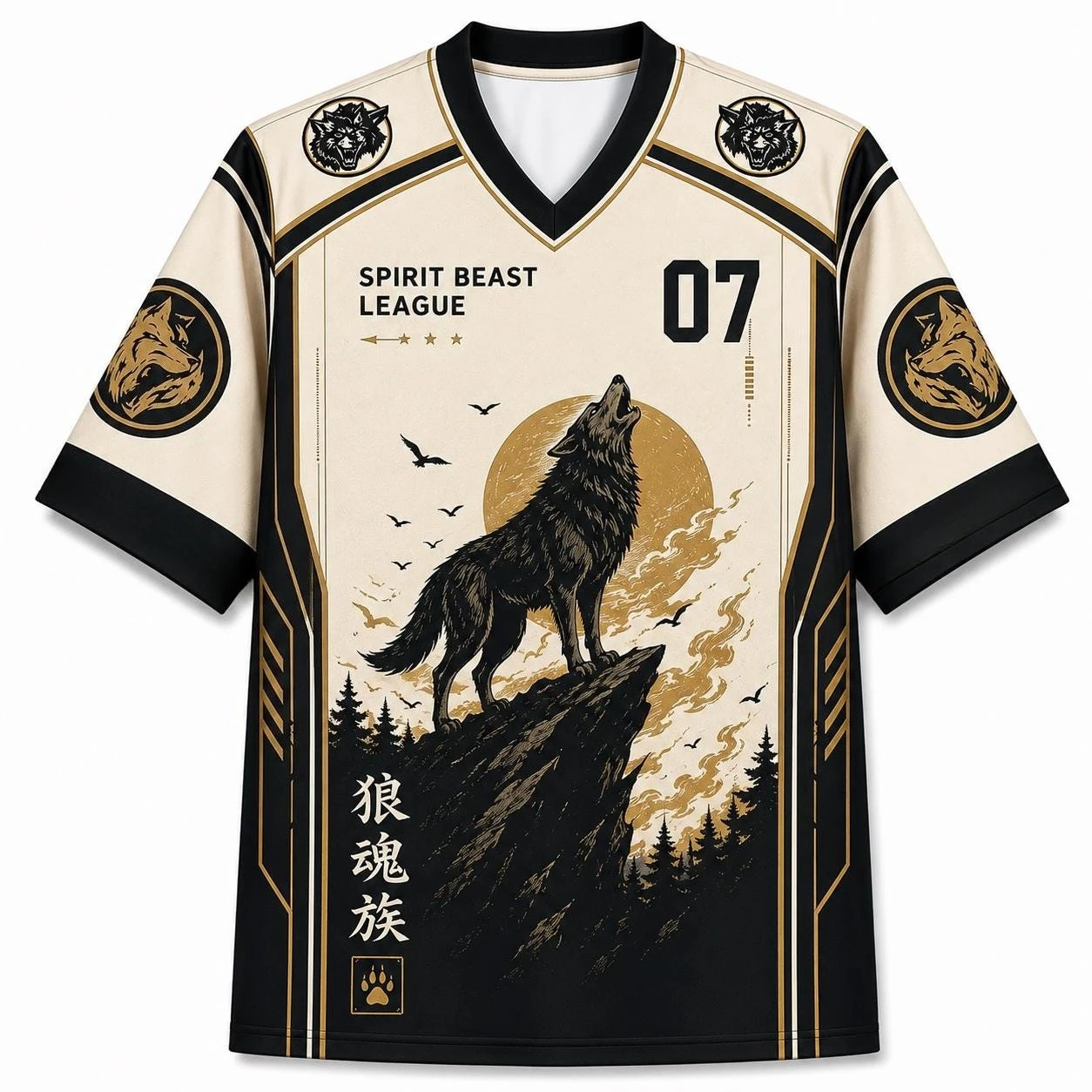 Summer 2026 Fashion Trendy Retro Moon Night Wolf Soul Design 3D Printing Outdoor Leisure Fitness Style V-neck T-shirt Plus Size