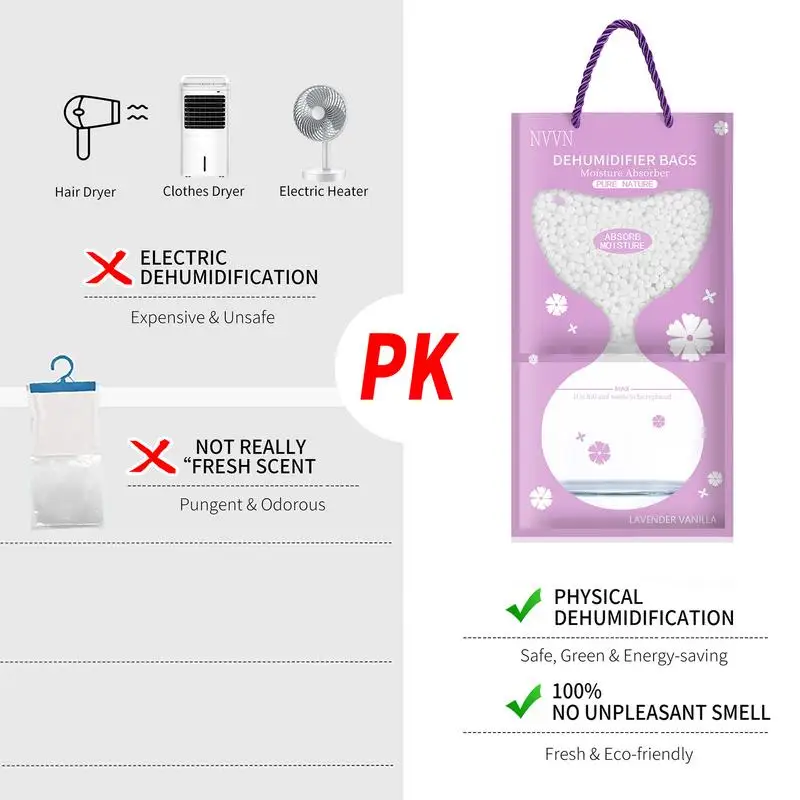 1 Pc Moisture Absorber Hanging Drying Clothes Dehumidifier Home Wardrobe Dehumidifier Fragrance-Free Moisture Hangings Bags