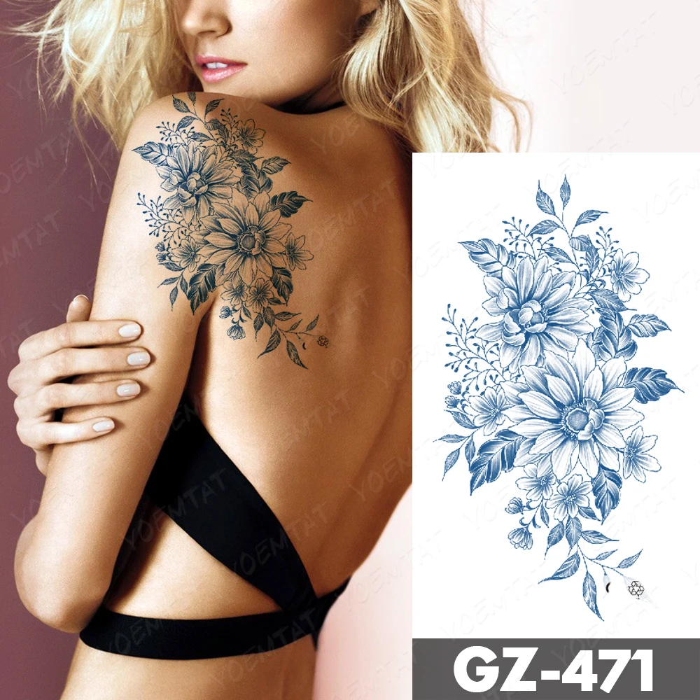 Semi-Permanent Waterproof Temporary Tattoo Sticker Deer Pony Flower Rose Genipin Herbal Lily Juice Lasting Ink Fake Arm Tatoo